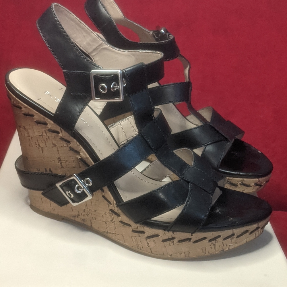 BCBG BLACK WEDGES